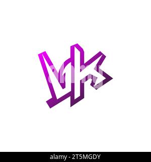 VK Premium emblem logo initial esport and gaming design concept Stock Vector
