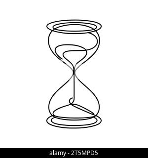 hourglass drawn with one line isolated. Vector illustration Stock Vector