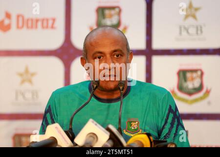 Bangladesh Women Cricket Team head coach Hashan Tillakaratne attends a pre-match press conference at Sher-e-Bangla National Stadium, Mirpur, Dhaka, Ba Stock Photo