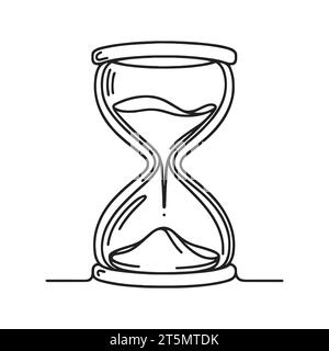 hourglass drawn with one line isolated. Vector illustration Stock Vector
