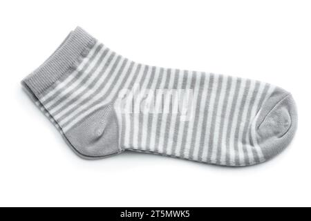 Pair  of gray striped socks isolated on white background Stock Photo
