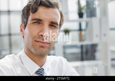 businessman boss employer lawyer middle age leader, man posing Stock Photo