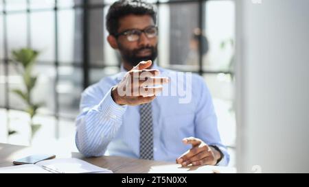 Nervous millennial male freelancer see critical mistake incorrect information in paper document Stock Photo
