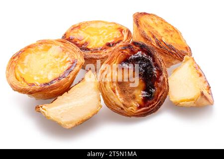 Pastel de nata tarts isolated on white background. Stock Photo