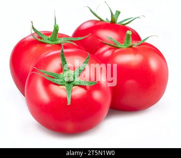 Red tomatoes isolated on white background. Stock Photo
