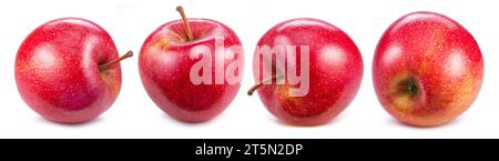 Set of  four red apples isolated on white background. Stock Photo