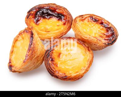 Pastel de nata tarts isolated on white background. File contains clipping path. Stock Photo