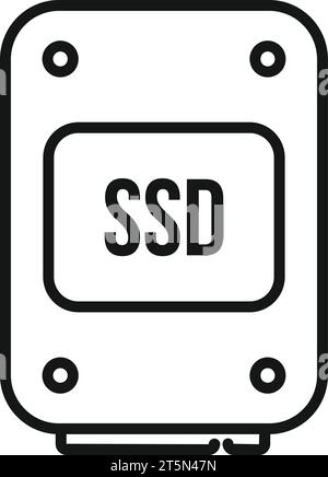 Laptop repair ssd disk icon outline vector. Button service. Mobile data system Stock Vector