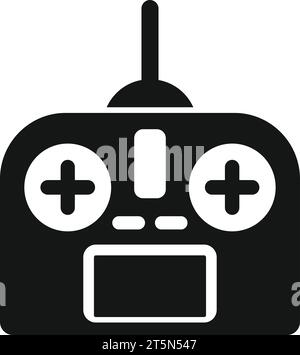 Modern drone control joystick icon flat vector. Aerial smart secure ...