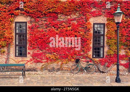 Copenhagen, Denmark - October 23, 2023: Wall of the Statens Forsvarshistoriske Museum building, in autumn Stock Photo