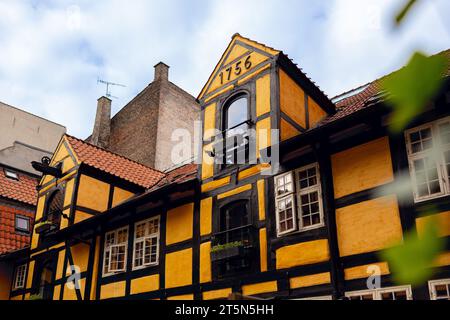 Copenhagen, Denmark - October 17, 2023: One of the typical old houses preserved in Copenhagen, Denmark. Stock Photo