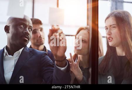 Young happy multiethnic diverse young professional creative team group Stock Photo