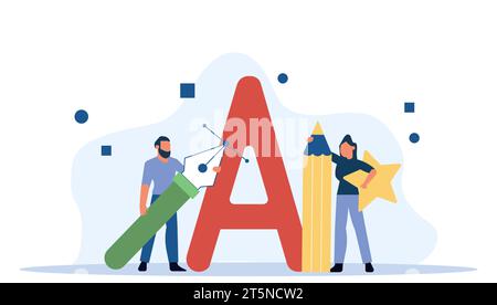 Creative vector illustration of young people, working together and create idea. Worker communication success and activity education Stock Vector