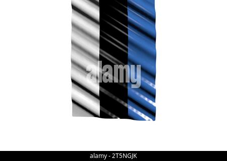 cute shining flag of Estonia with big folds hangs from top isolated on white - any occasion flag 3d illustration Stock Photo