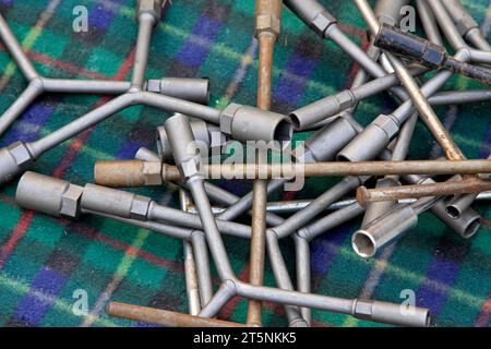 Hardware tools within the wrench, closeup of photo Stock Photo