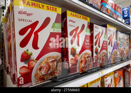 Breakfast cereal aisle at Target in New York City, USA  2023 Stock Photo