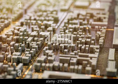 3d printed cityscape in a sunlight, architectural abstract background Stock Photo