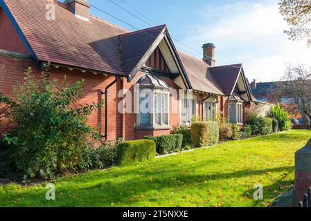 The Bournville Almshouses in Bournville, Birmingham were built by Richard Cadbury in 1898 for the benefit of Cadbury workers Stock Photo