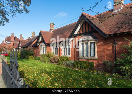 The Bournville Almshouses in Bournville, Birmingham were built by Richard Cadbury in 1898 for the benefit of Cadbury workers Stock Photo