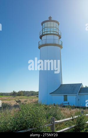 Highland Light Station, also known as Cape Cod Light, Commissioned in 1797, current 66-foot-tall brick light tower built  in 1857 Stock Photo