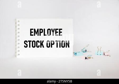 Employee Stock Option presented on notepad and white background Stock Photo