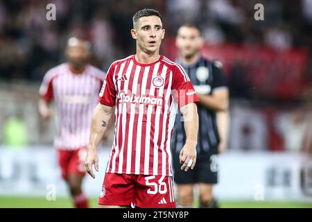 Athens, Greece. 5th Nov, 2023. Olympiacos's player Daniel Podence during a Greek Superleague match between Olympiacos FC and PAOK FC. (Credit Image: © Giannis Papanikos/ZUMA Press Wire) EDITORIAL USAGE ONLY! Not for Commercial USAGE! Stock Photo