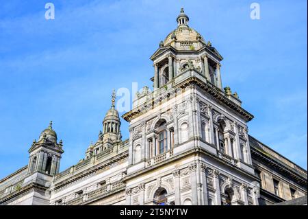 Looking up to details of Glasgow City Chambers, Scotland, UK, Europe Stock Photo