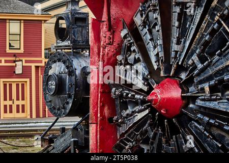 Skagway Alaska, White Pass & Yukon Route WP&YR’s first engine, #52  built by Brooks Locomotive Works 1881 for the Utah & Northern Railroad Stock Photo