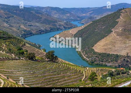 Landscape view of the beautiful douro river valley near Pinhao in Portugal Stock Photo