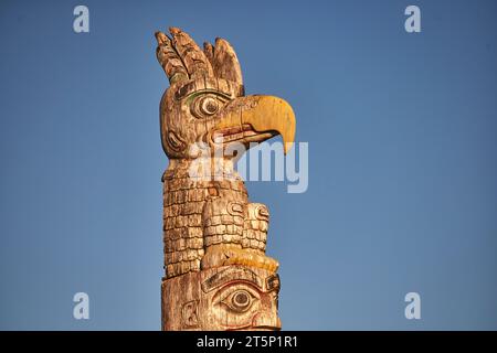 Alaska Ketchikan, Totem poles in the town centre Stock Photo