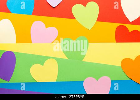 Rainbow pride flag heart post it notes Stock Photo