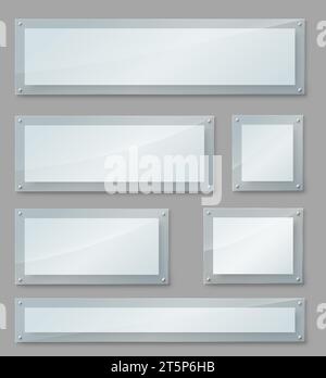 Glass transparent frames of different sizes isolated set Stock Vector