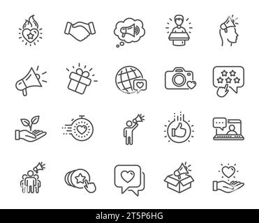 Brand ambassador line icons. Influence people, Megaphone and Representative. Vector Stock Vector