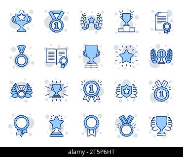 Award line icons. Winner medal, Victory cup. Vector Stock Vector