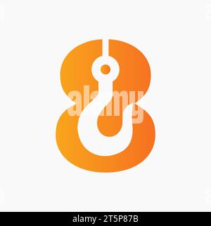Letter 8 Crane Symbol For Construction Logo Sign Stock Vector