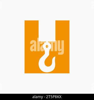 Letter H Crane Symbol For Construction Logo Sign Stock Vector