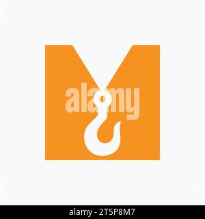 Letter M Crane Symbol For Construction Logo Sign Stock Vector