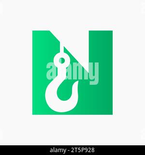 Letter N Crane Symbol For Construction Logo Sign Stock Vector