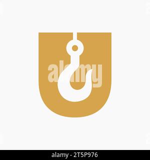 Letter U Crane Symbol For Construction Logo Sign Stock Vector