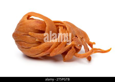 Single piece of dried mace isolated on white background close up Stock Photo