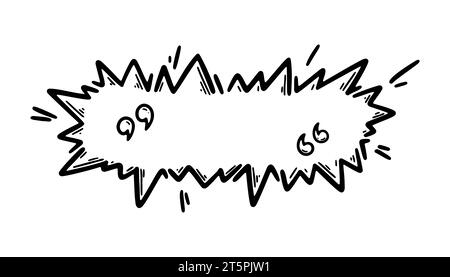 Doodle quotation mark in speech bubble. Hand drawn sketch vector illustration. Dialog speech punctuation Stock Vector