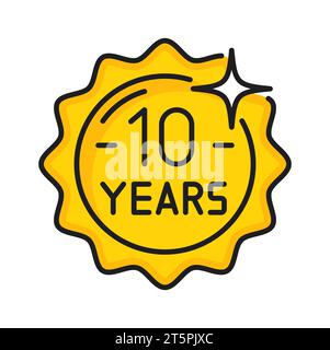 Quality mattress with ten years guarantee, reward on orthopedic memory mat line icon. Vector high quality warranty sign, top properties reward on bedding Stock Vector