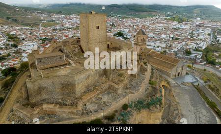 aerial view of the castle of Alcaudete in the province of Jaén, Andalusia Stock Photo