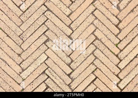 Abstract old brick tiled floor as background Stock Photo