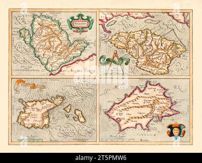 Old map of Channel Islands. By Mercator, publ. In 1633 Stock Photo