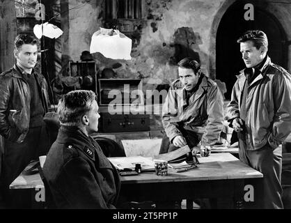 Harold Benedict, Oskar Werner, Gary Merrill, Richard Basehart, on-set of the film, 'Decision before Dawn', 20th Century-Fox, 1951 Stock Photo