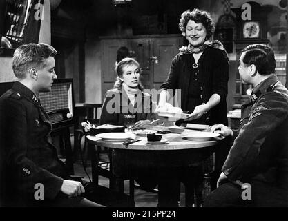 Oskar Werner, Hildegard Knef, Loni Heuser, Wilfried Seyferth, on-set of the film, 'Decision before Dawn', 20th Century-Fox, 1951 Stock Photo