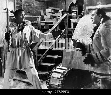 Jim Brown, Ernest Borgnine, on-set of the film, 'Ice Station Zebra', MGM, 1968 Stock Photo