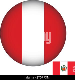 Peru Flag Round Shape Vector Stock Vector