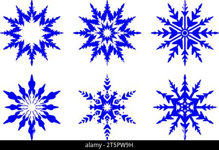 Snowflake icon set. Flat vector illustration Stock Vector
